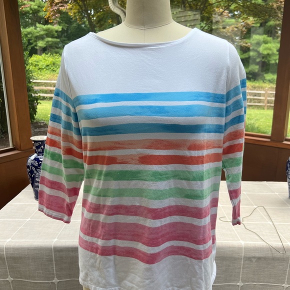 Multi Color stripped Talbots tee - Picture 2 of 6